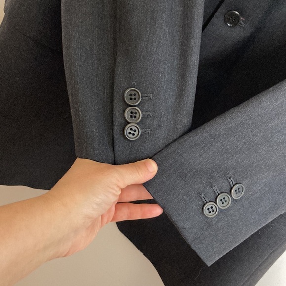 Bespoke Harry Rosen Suit Mens 46 Dark Gray Two Piece Blazer Pants Vintage Custom - Picture 7 of 16